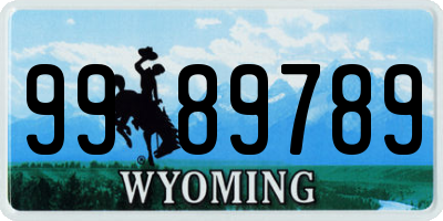 WY license plate 9989789