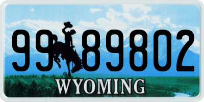 WY license plate 9989802