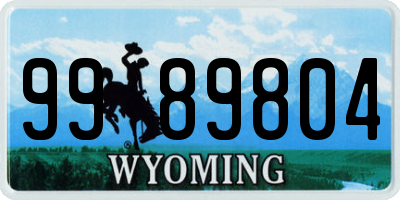 WY license plate 9989804