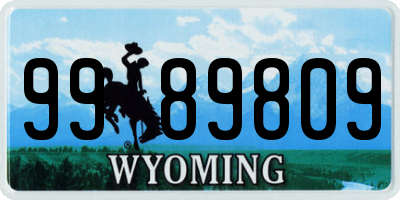 WY license plate 9989809