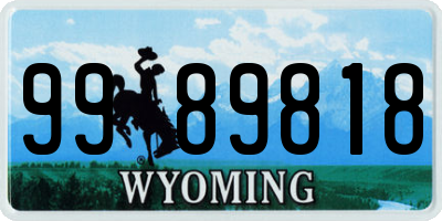 WY license plate 9989818