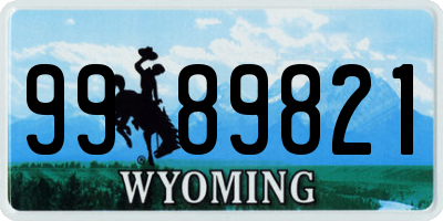 WY license plate 9989821