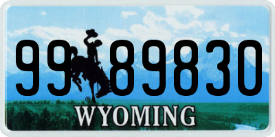 WY license plate 9989830