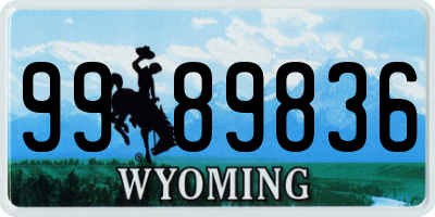 WY license plate 9989836