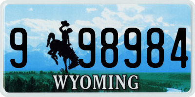 WY license plate 998984