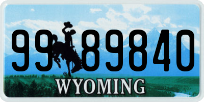 WY license plate 9989840