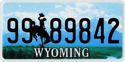 WY license plate 9989842