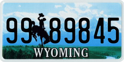 WY license plate 9989845