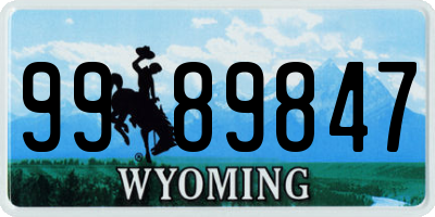 WY license plate 9989847