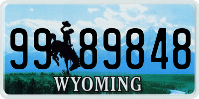 WY license plate 9989848