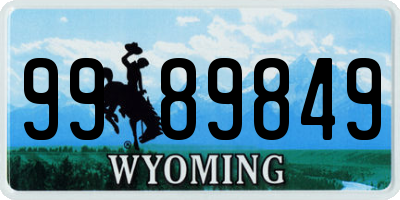 WY license plate 9989849