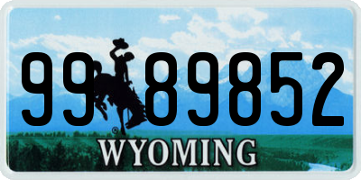 WY license plate 9989852