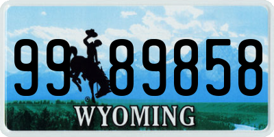 WY license plate 9989858