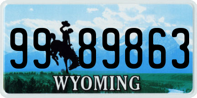 WY license plate 9989863