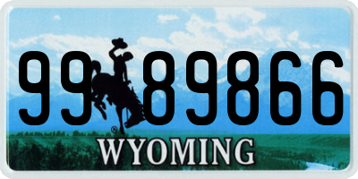 WY license plate 9989866