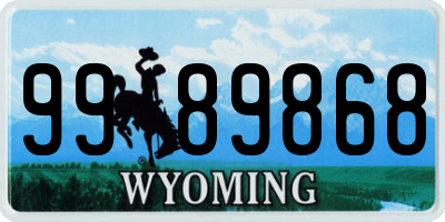 WY license plate 9989868