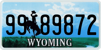 WY license plate 9989872
