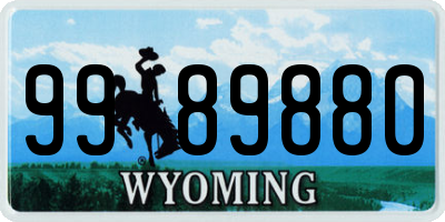 WY license plate 9989880