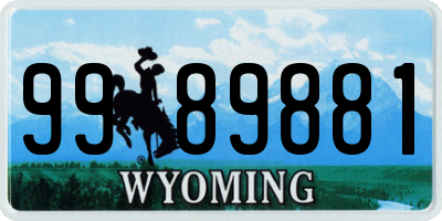 WY license plate 9989881