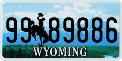 WY license plate 9989886