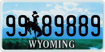 WY license plate 9989889