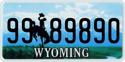 WY license plate 9989890