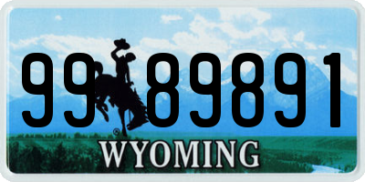 WY license plate 9989891