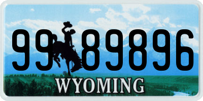 WY license plate 9989896