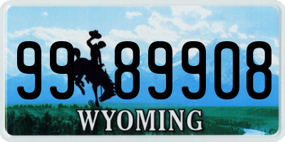 WY license plate 9989908