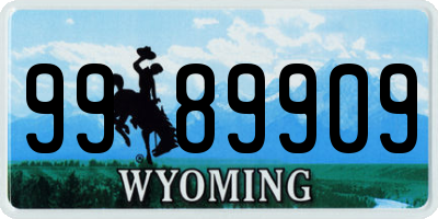 WY license plate 9989909