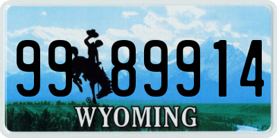 WY license plate 9989914