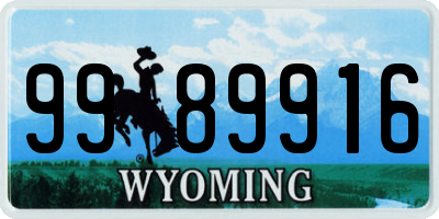 WY license plate 9989916