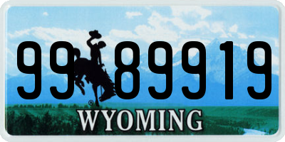 WY license plate 9989919