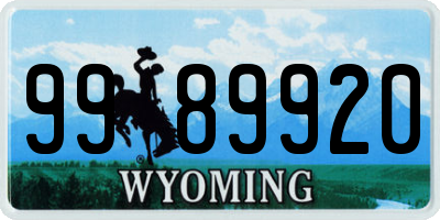 WY license plate 9989920