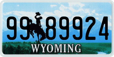 WY license plate 9989924