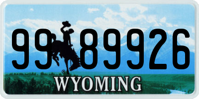 WY license plate 9989926