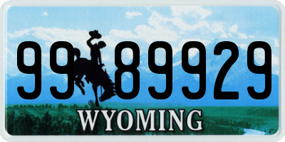 WY license plate 9989929