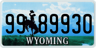 WY license plate 9989930