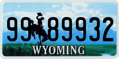 WY license plate 9989932