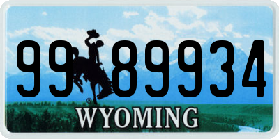 WY license plate 9989934