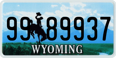 WY license plate 9989937