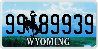 WY license plate 9989939