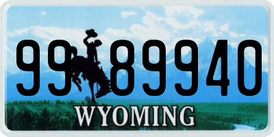 WY license plate 9989940