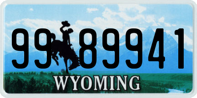 WY license plate 9989941
