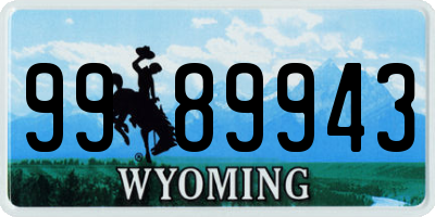 WY license plate 9989943