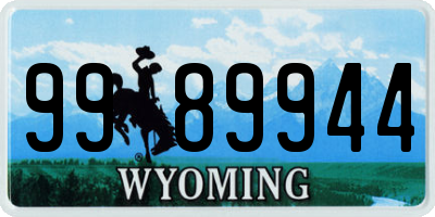 WY license plate 9989944