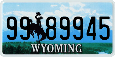 WY license plate 9989945