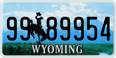 WY license plate 9989954