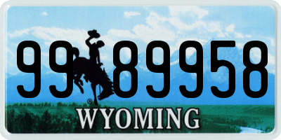 WY license plate 9989958