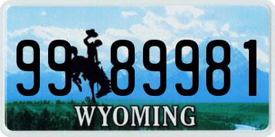 WY license plate 9989981